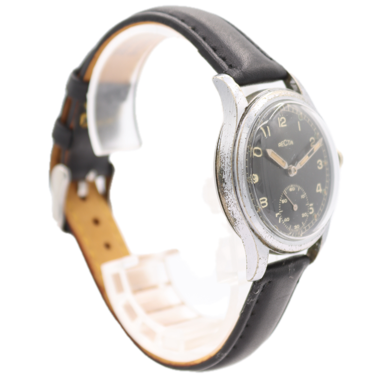 Vintage 33mm Recta WW2 German Military Style Men's Mechanical Wristwatch Chrome