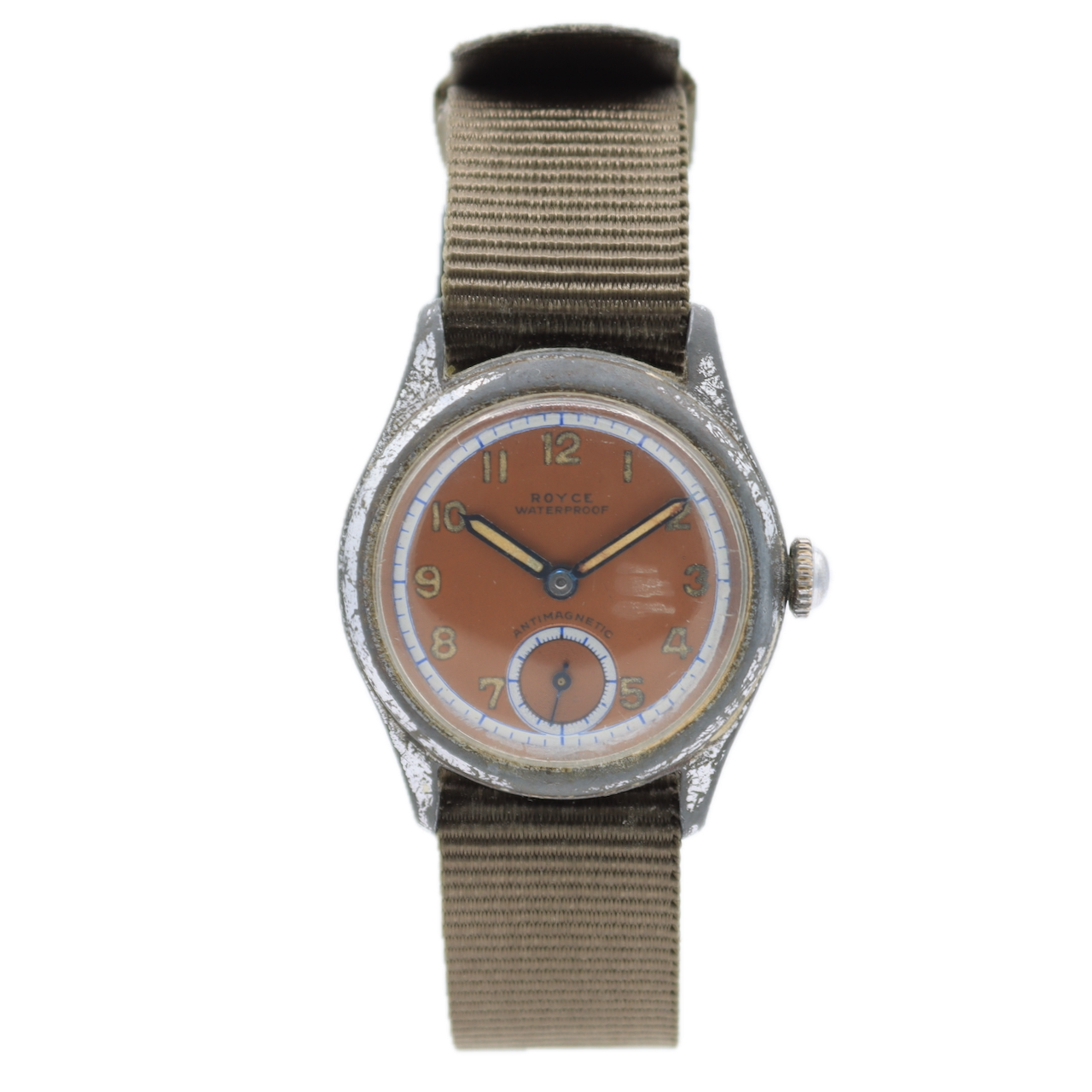 Vintage 29mm Royce 9181 Military Men's Mechanical Wristwatch Swiss Steel Runs