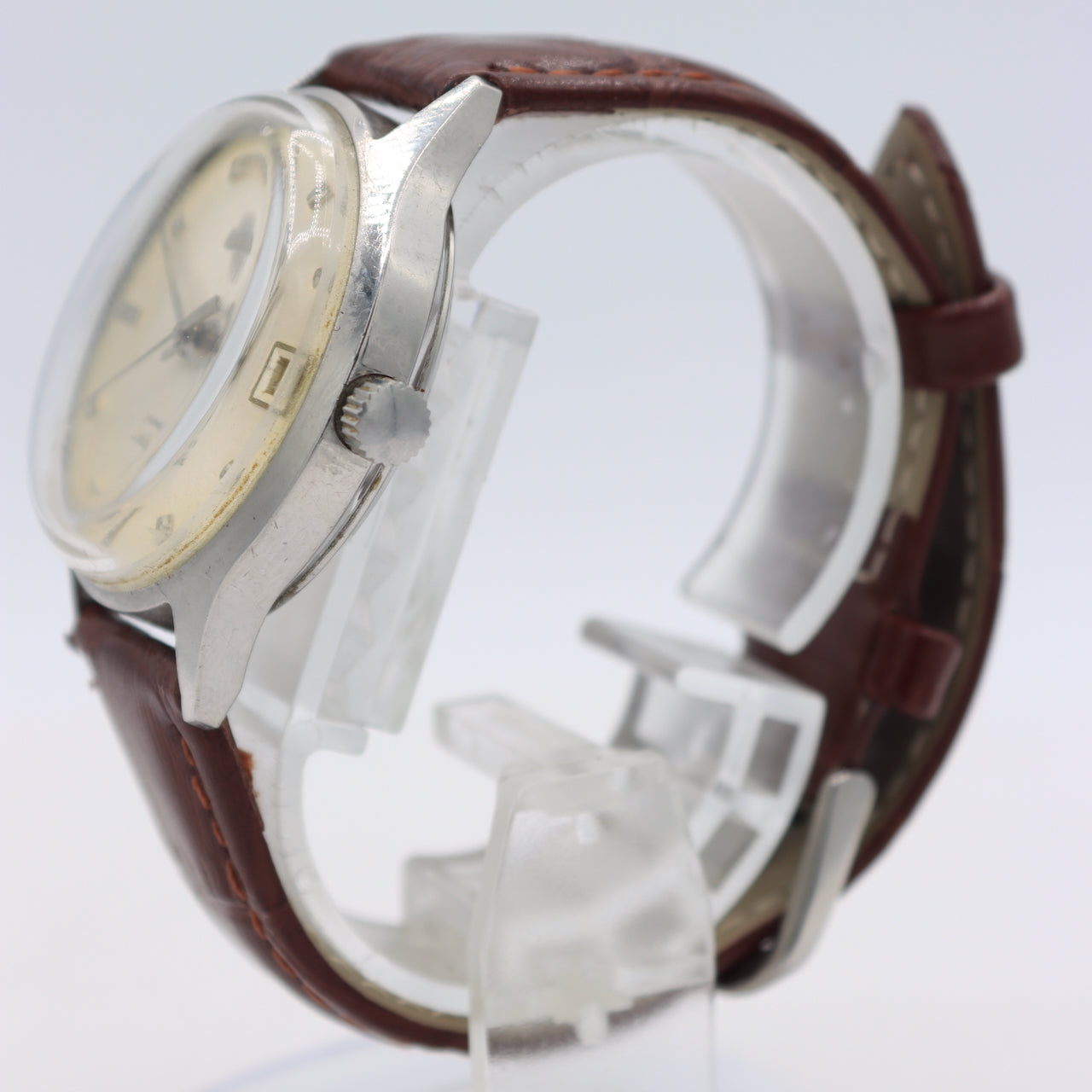 Vintage Hamilton Armco Sunburst Date Men's Electronic Wristwatch Swiss Steel