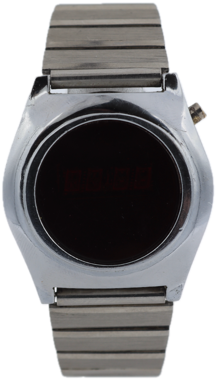 Vintage Unbranded Time Computer Men's Digital LED Wristwatch USA Steel & Chrome