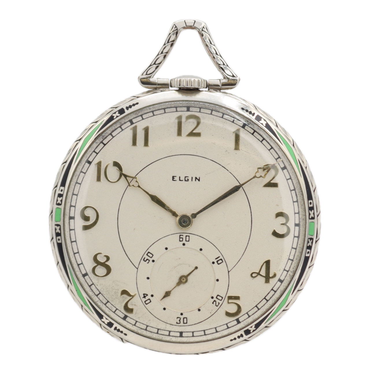 Antique 1924 Elgin G.M. Wheeler Enamel 17J Mechanical Pocket Watch 452 14k GF