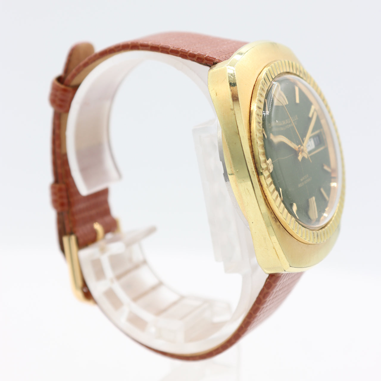 Vintage 1971 Caravelle 824-1 Green Fluted Men's Automatic Wristwatch 11 UKACB