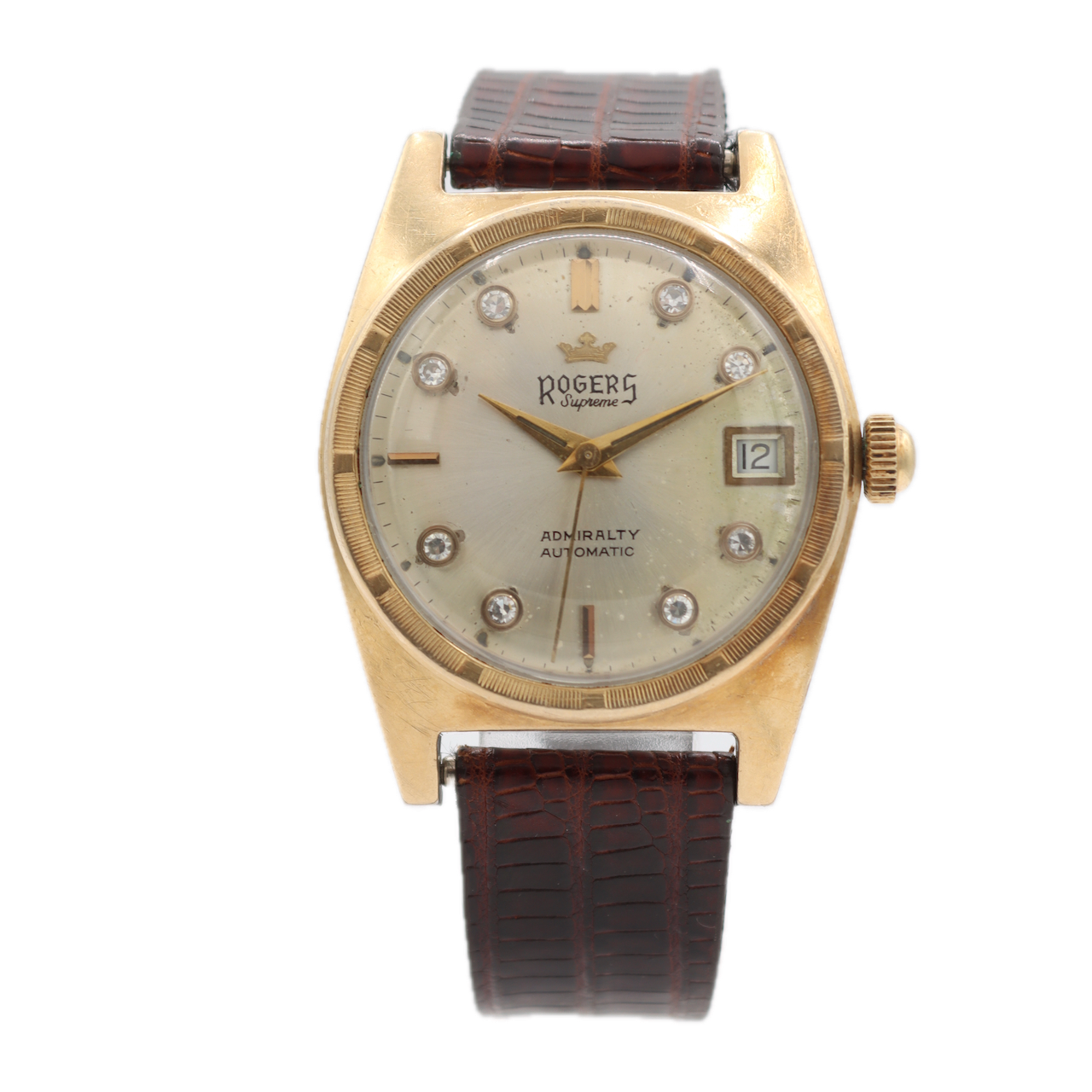 Vintage Rogers Admirality Men's Automatic Wristwatch Swiss 14k Gold & Steel