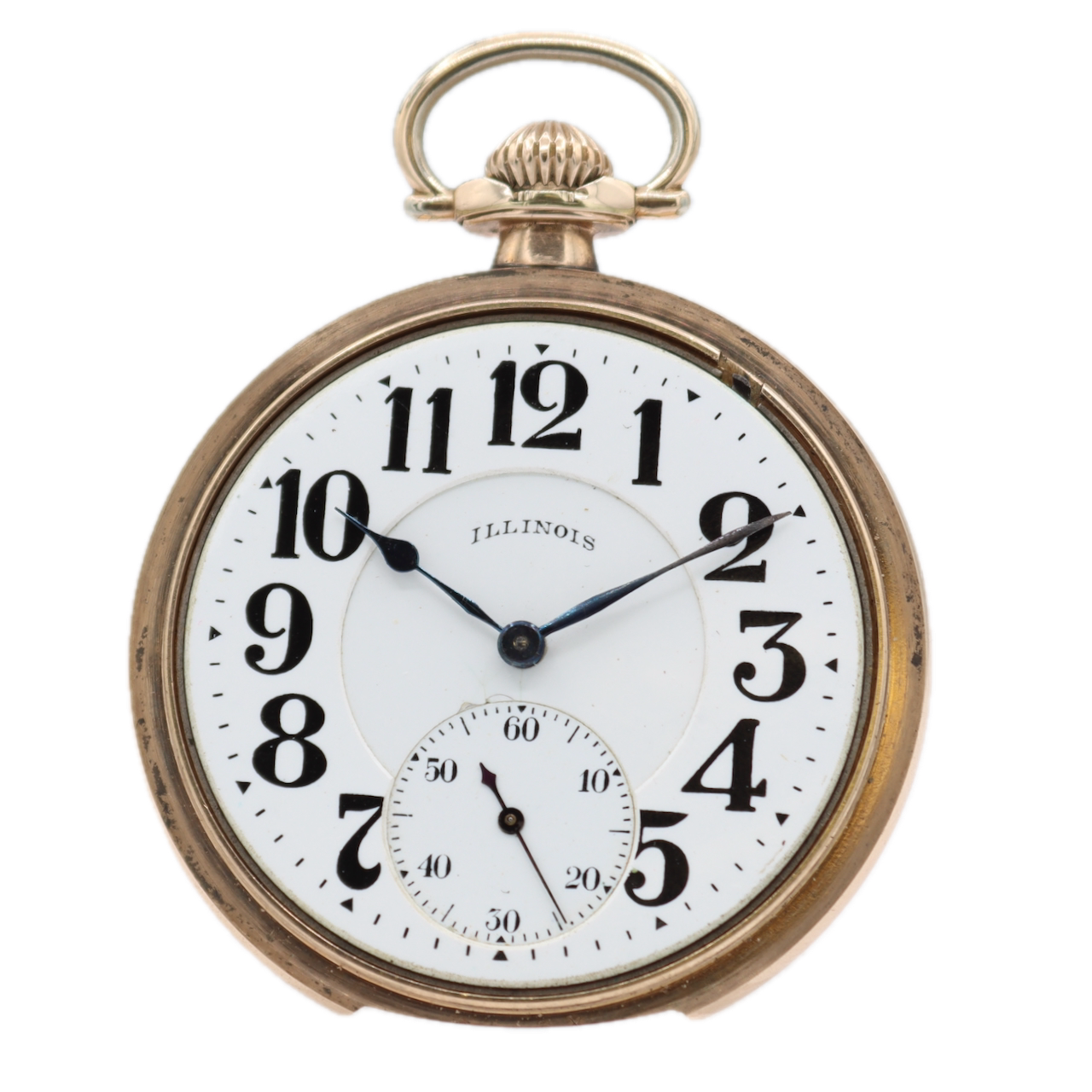 Antique 16s Illinois Railroad Pocket Watch Bunn Special w Locomotive 10k GF