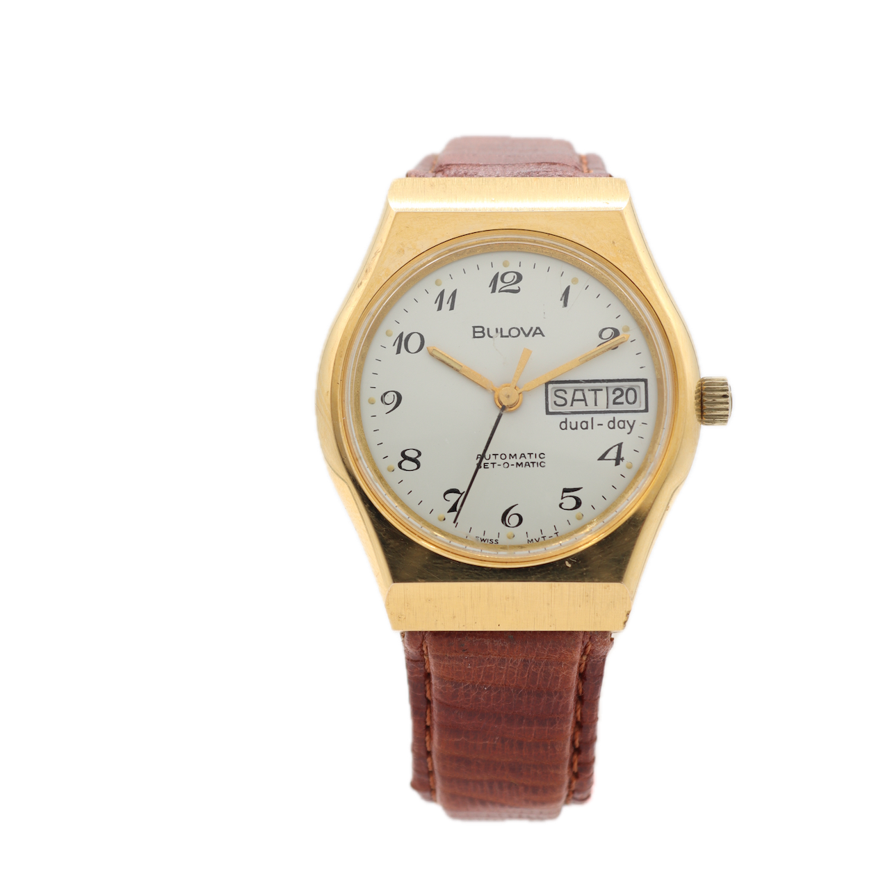 Vintage 34mm Bulova Dual Day Set-O-Matic Men's Automatic Wristwatch Swiss