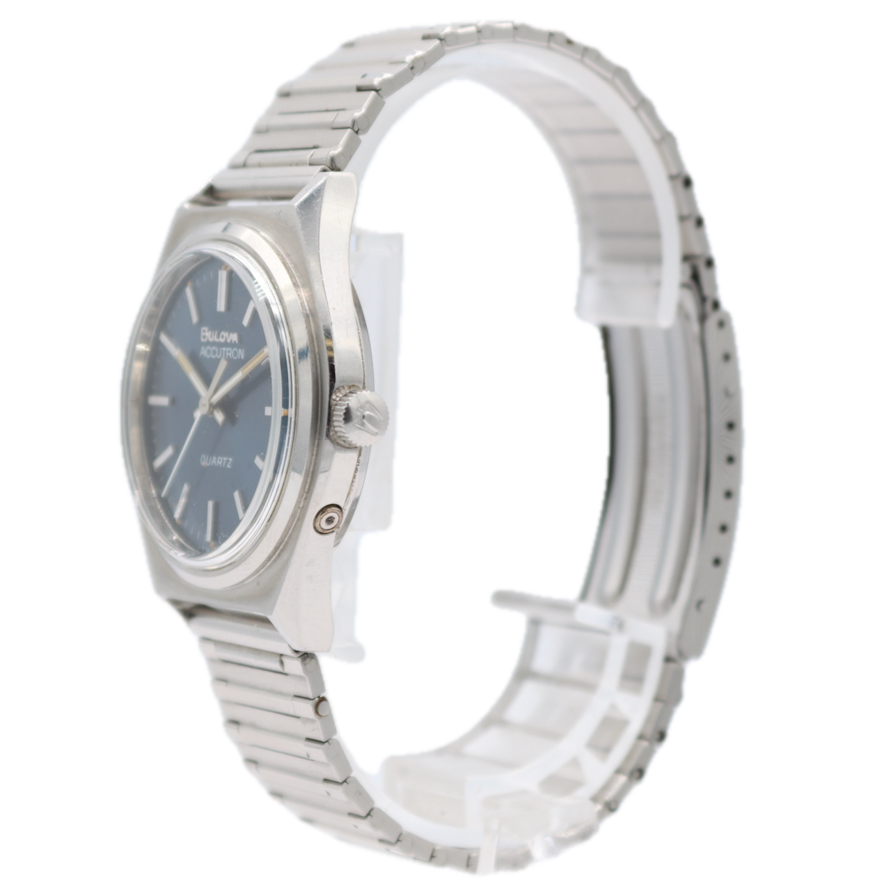 35mm 1977 Bulova Accutron T-3772 Blue Dial Men's Quartz Wristwatch Swiss Steel