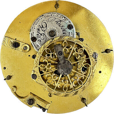 Antique Key Wind Fusee Pocket Watch French w Fancy Enamel Painted Scene Dial