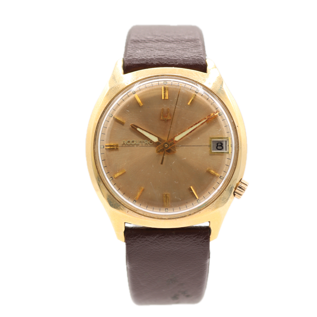 Vintage 34mm 1968 Accutron Men's Tuning Fork Wristwatch 218 Swiss 14k GF