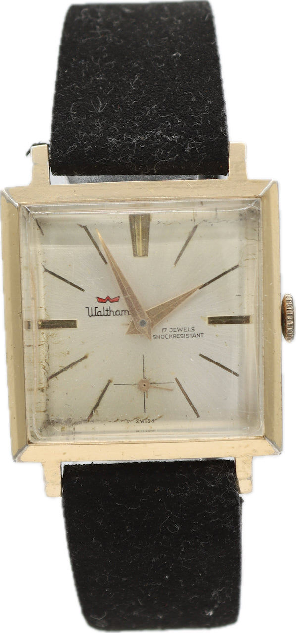 Vintage Waltham Rectangular Men's Mechanical Wristwatch 99SH Swiss Gold Tone