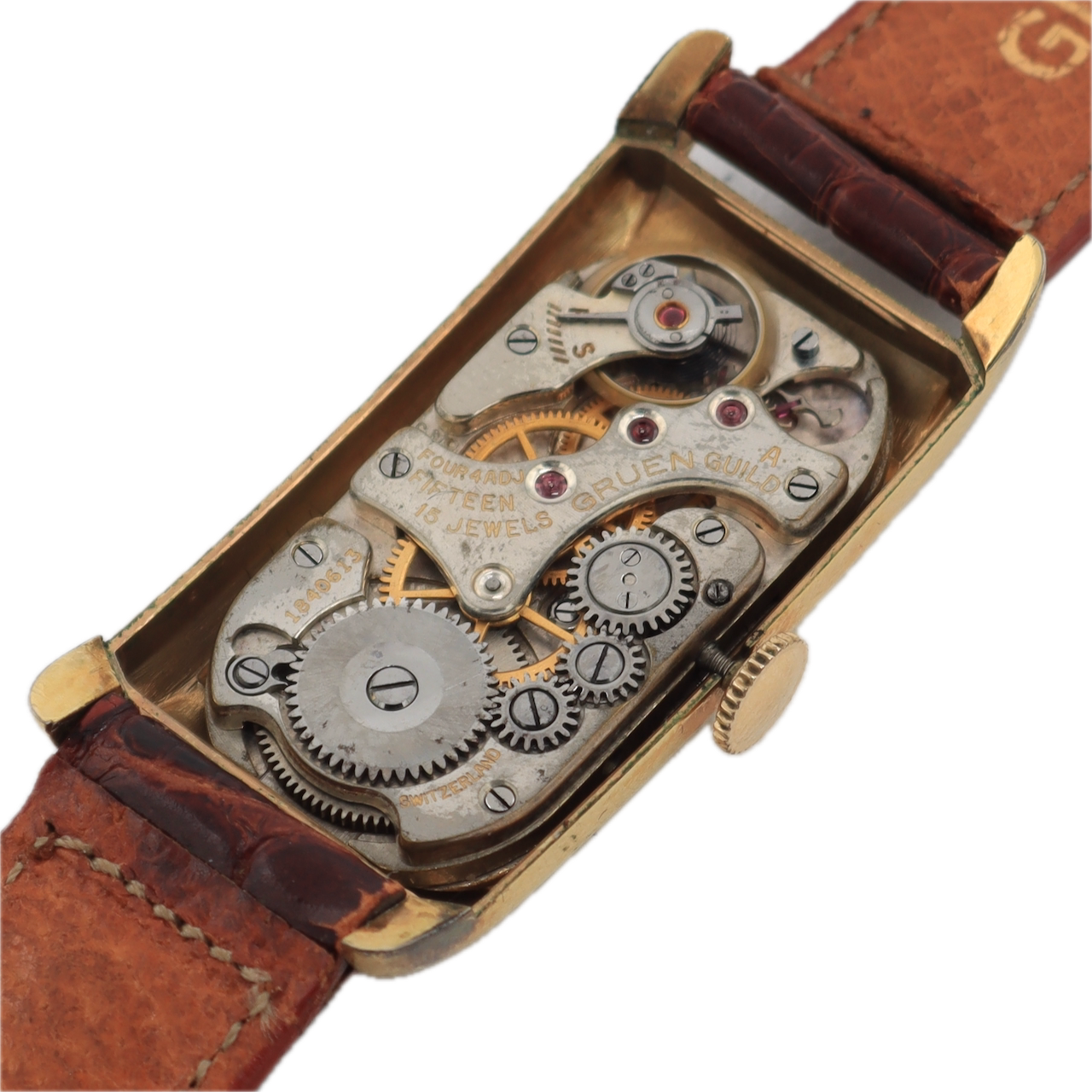 Vintage Gruen 877 290 Techni-Quadron Men's Mechanical Wristwatch 10k GFw/Box