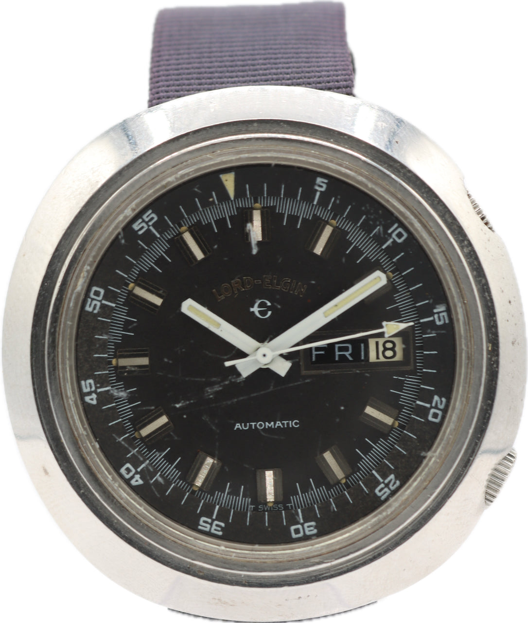 Vintage Lord Elgin 1501 Compressor Diver Men's Automatic Wristwatch 352 Steel