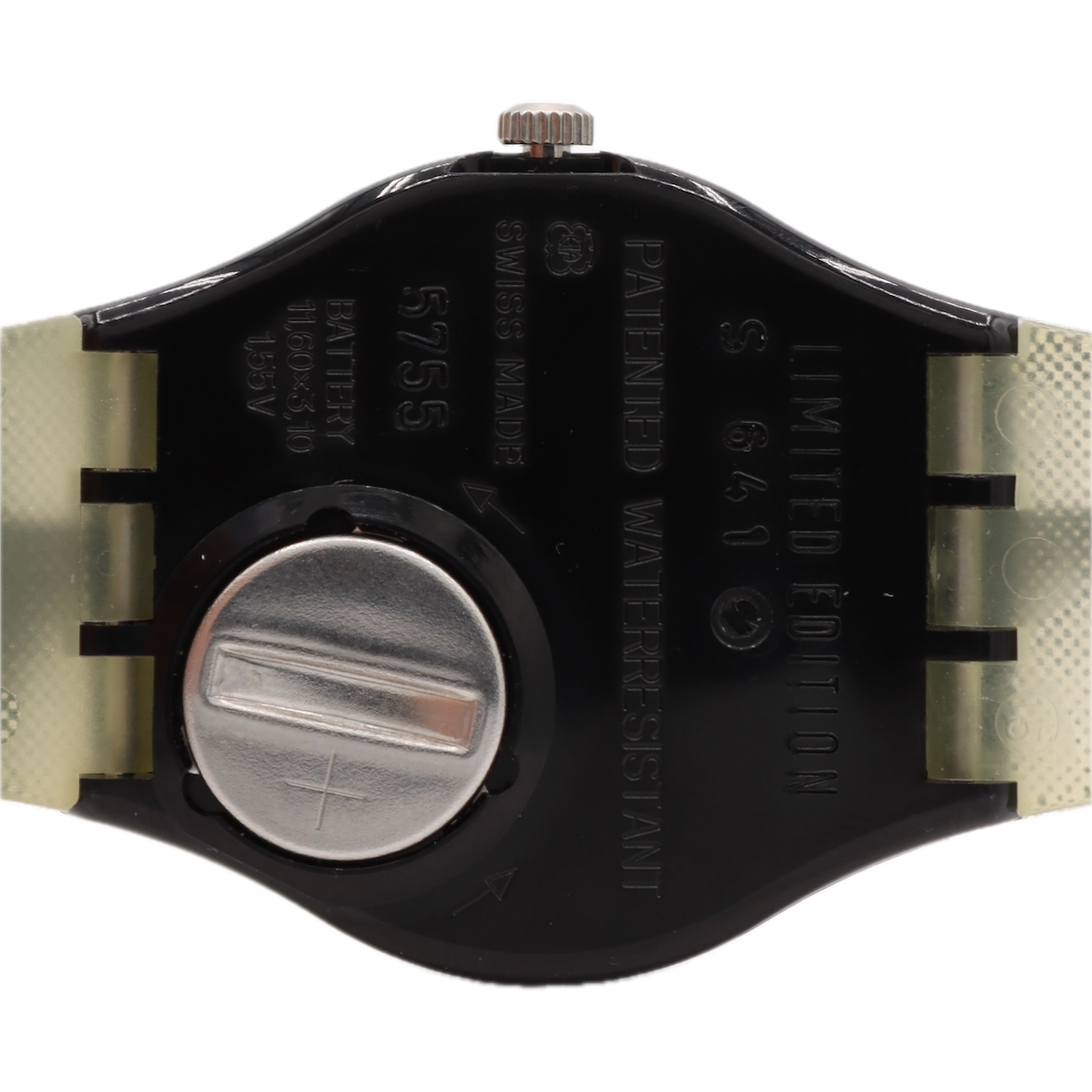 34mm 1996 Swatch GB168 Yoko Ono Men's Quartz Wristwatch Swiss Film No. 4 W/Case