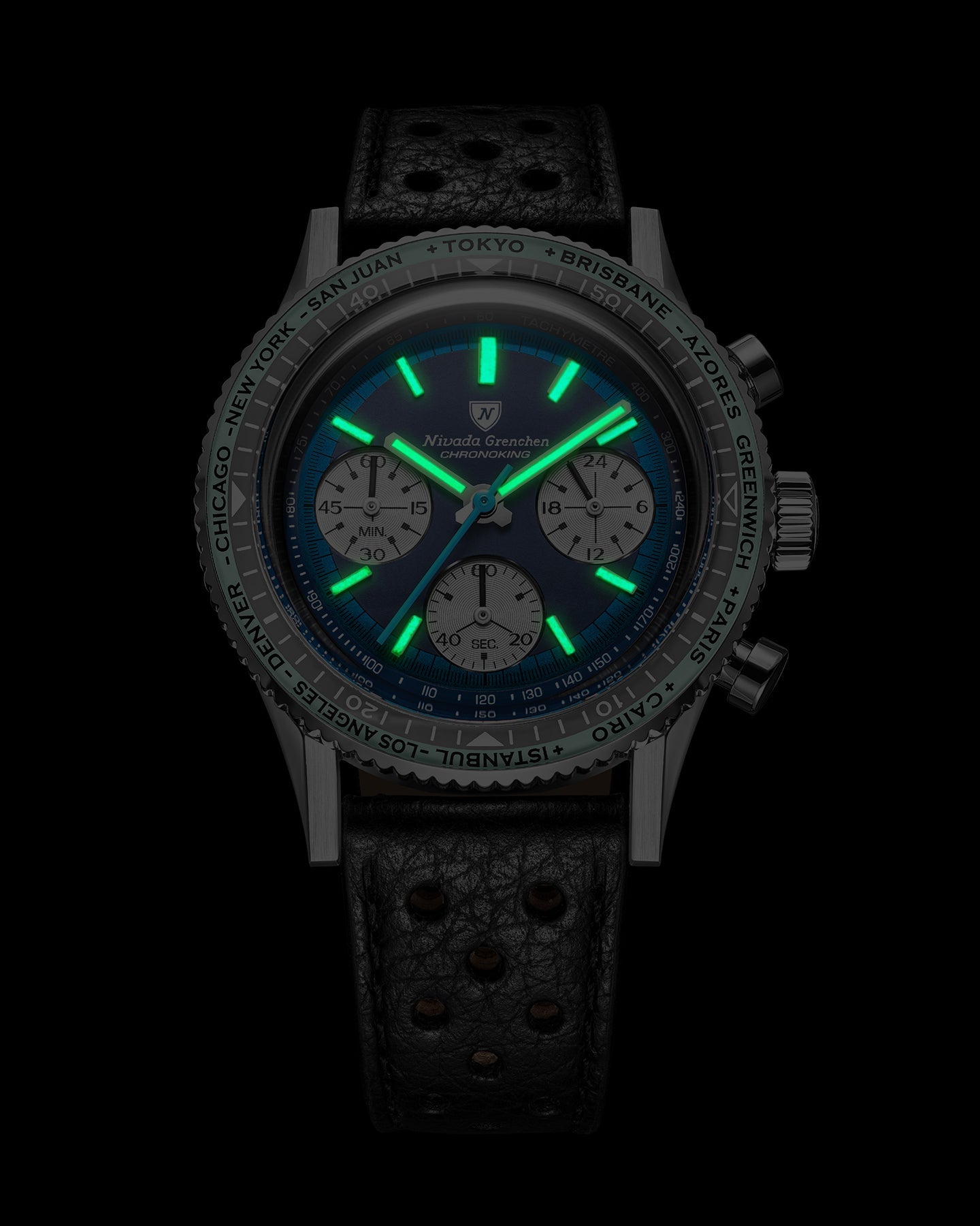 Nivada Grenchen Chronoking Racing Blue Lagoon 87054Q10