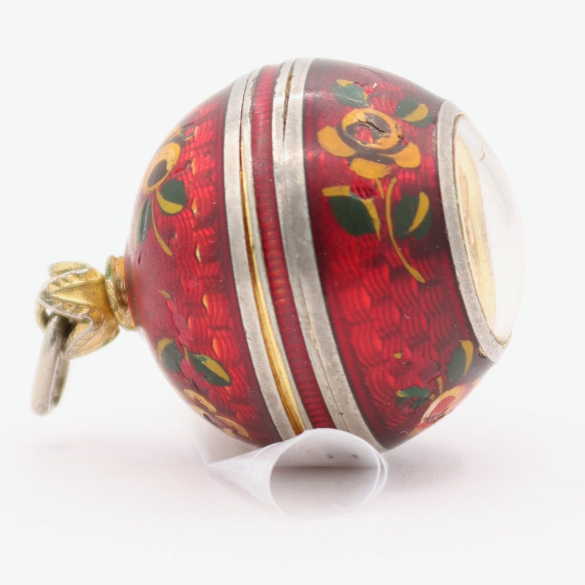 Jean Perret Geneve Red Floral Pendant 1920