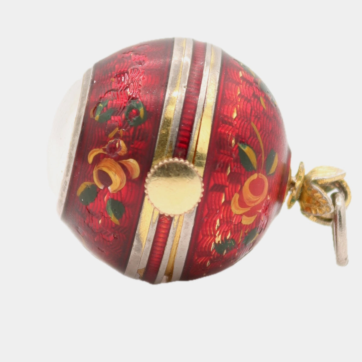 Jean Perret Geneve Red Floral Pendant 1920