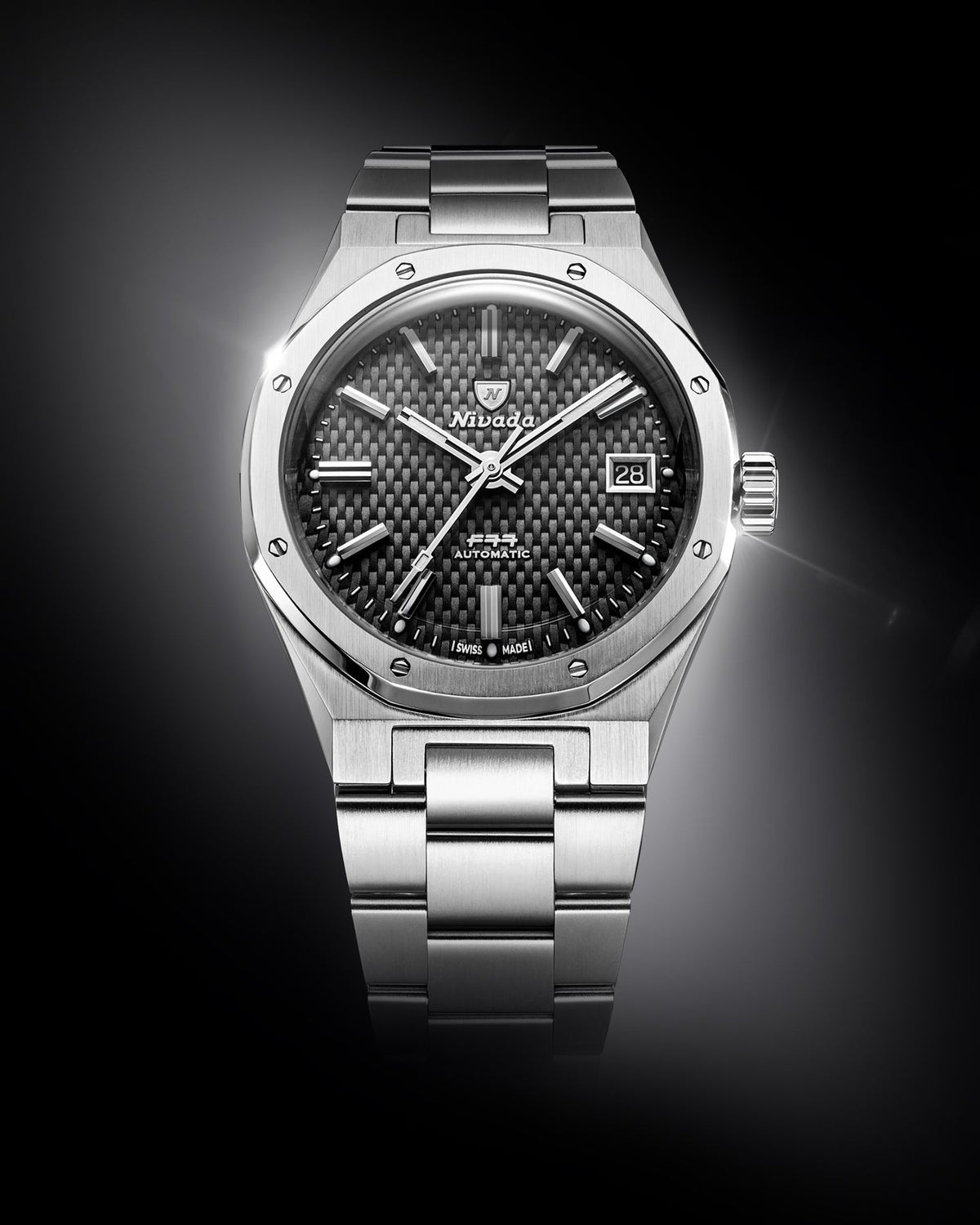Nivada Grenchen F77 SST Black White Lume MK2 69011A77