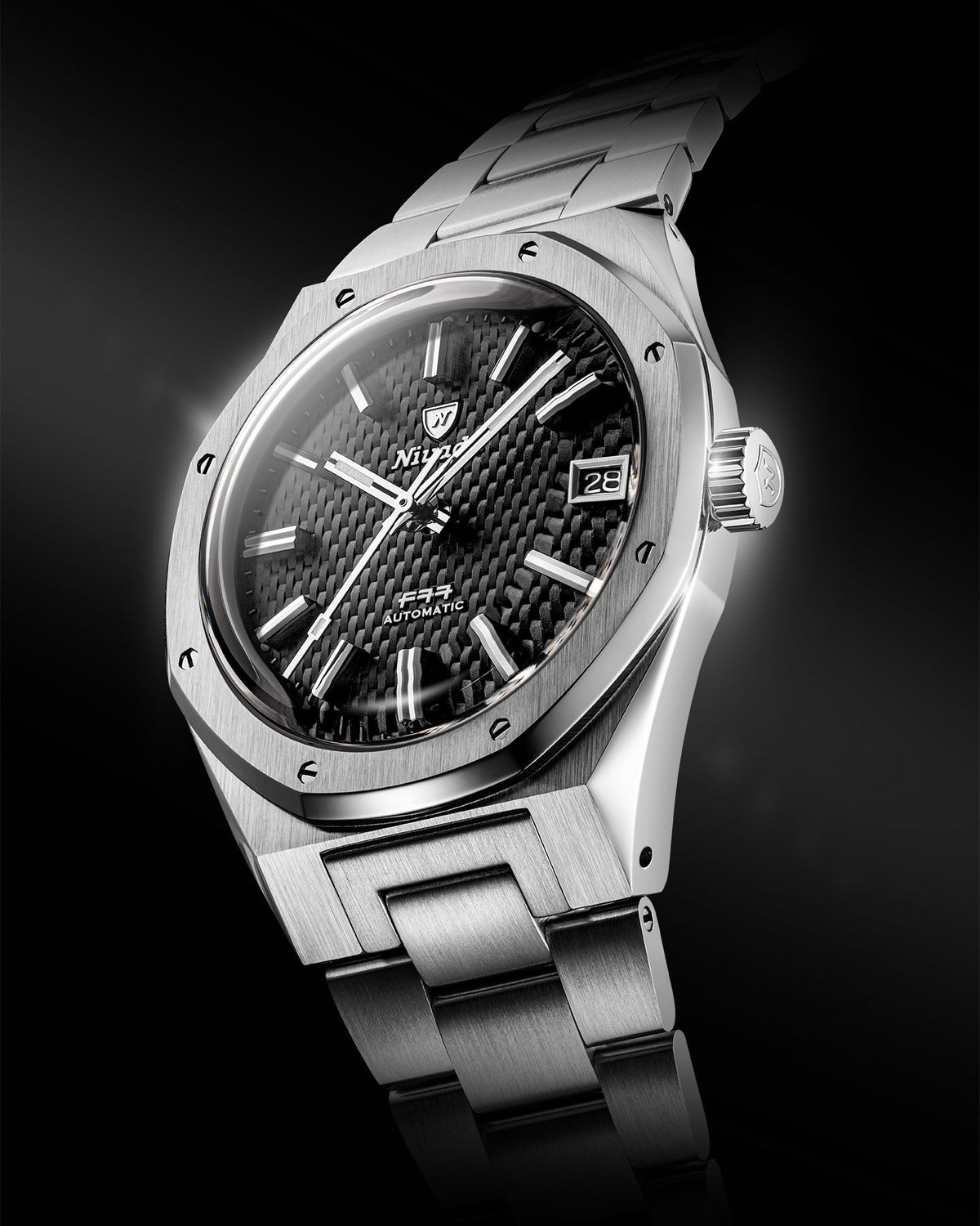 Nivada Grenchen F77 SST Black White Lume MK2 69011A77