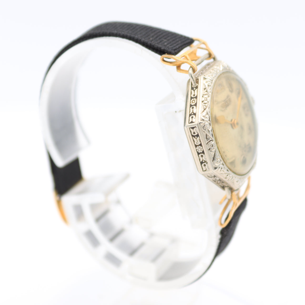 Vintage Gruen Octagonal Deco Ladies Mechanical Wristwatch 885 14k White GF