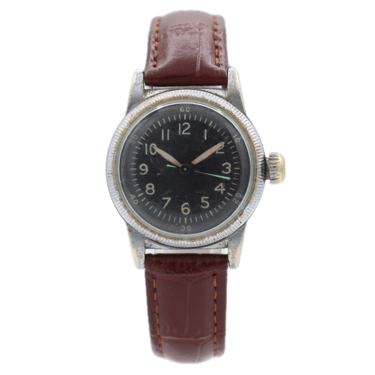 1942 Waltham Type A-11 Men's Mechanical Wristwatch USA Steel & Gold Coin Edge