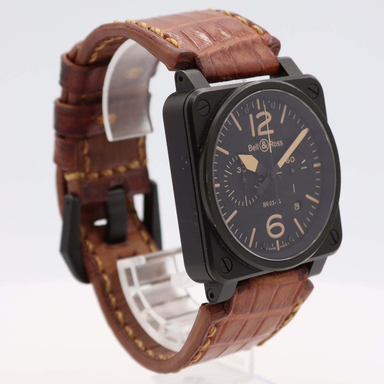 42mm Bell&Ross BR03-94-S-07027 Pilot-Style Men's Chronograph Wristwatch Swiss