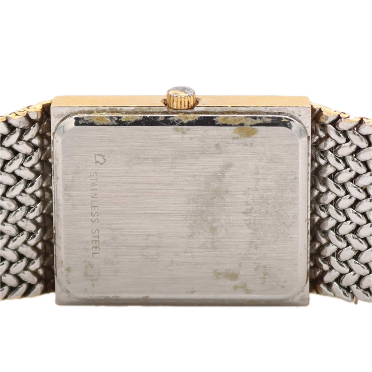 22.5mm Wittnauer 9782 Tank Style Men's Quartz Wristwatch Gold Tone Diamond 12