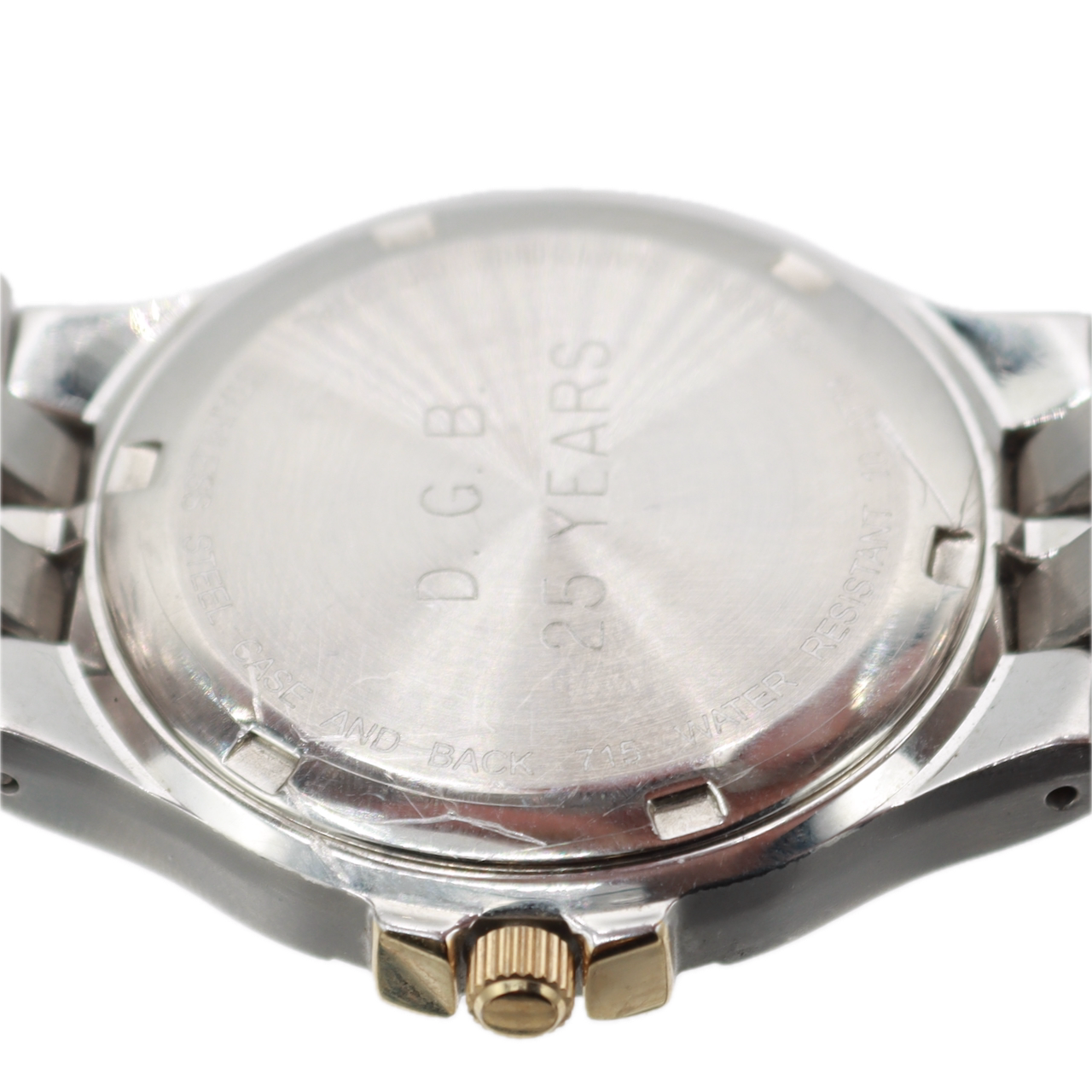 Vintage Land o' Lakes Tapesty Dial Men's Quartz Wristwatch Stainless Steel