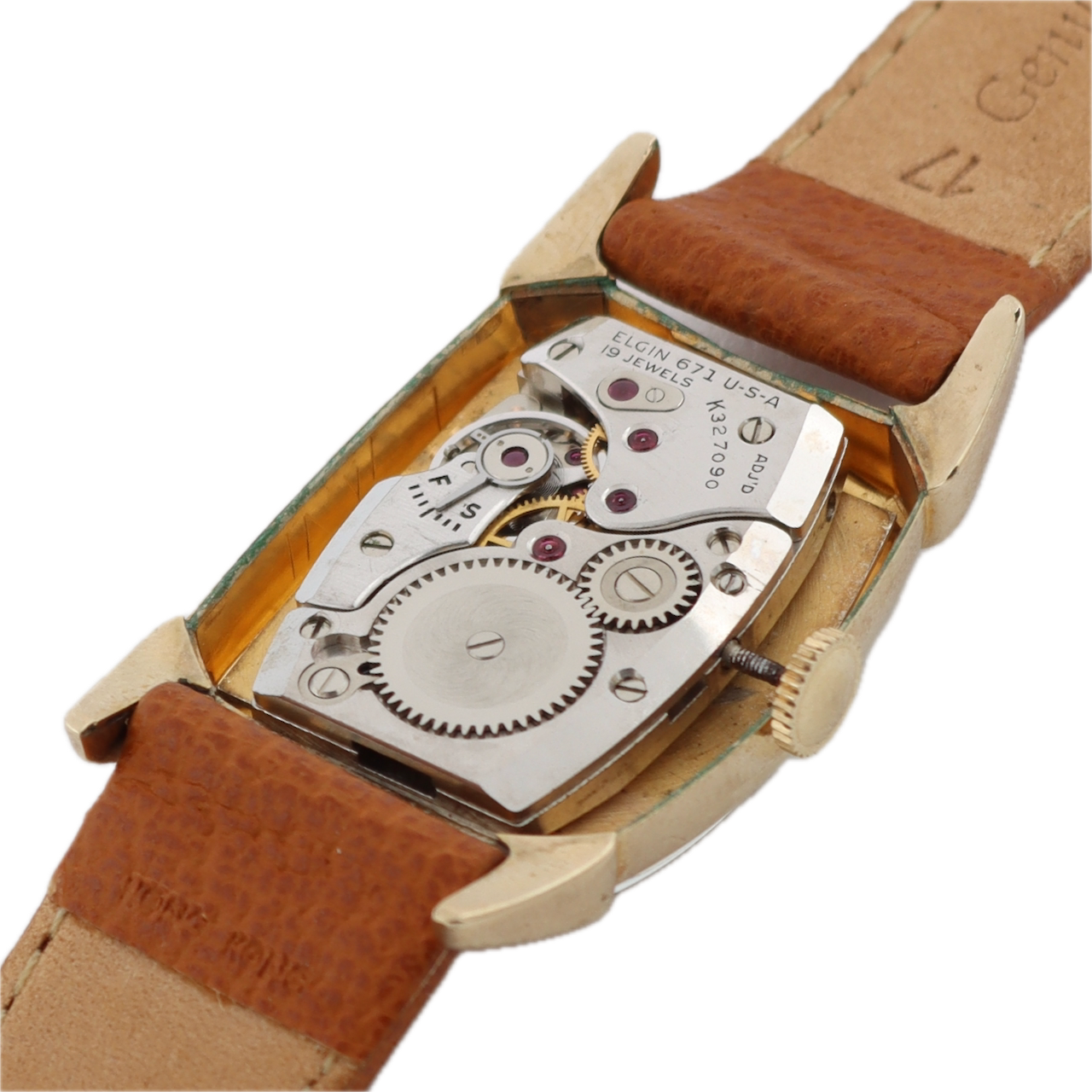 Vintage 24mm Elgin 5530 Art Deco 19J Men's Mechanical Wristwatch 671 USA 10k GF