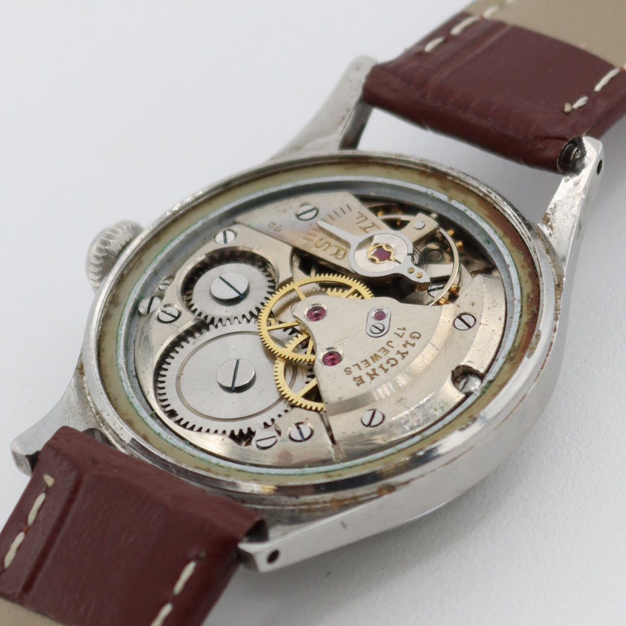 Vintage 32mm Glycine 17j Men's Mechanical Wristwatch 72 Swiss Stainless Steel