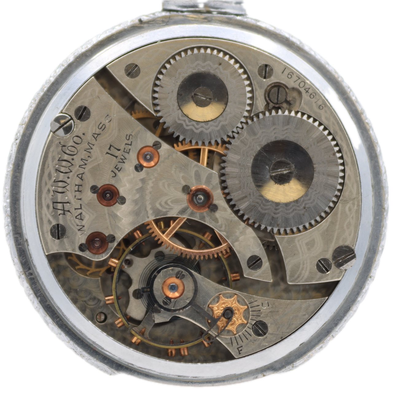 Antique 16 Size Waltham 17 Jewel Mechanical Pocket Watch 625 Chrome Plated