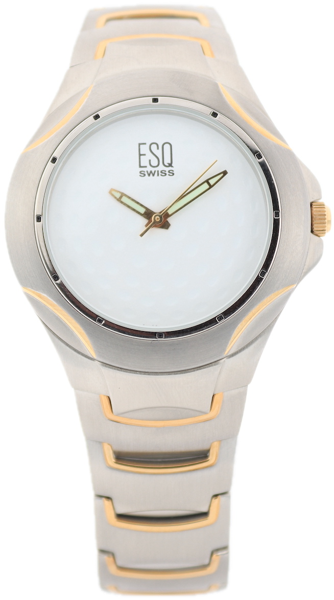 Vintage ESQ 07300954 Golf Ball Men's Quartz Wristwatch Swiss Steel Full Kit