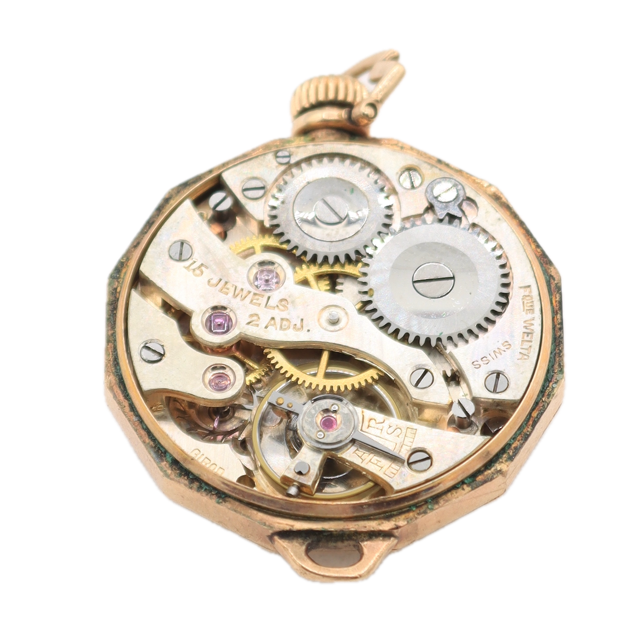 Antique 24mm Foue Welta Convertible Mechanical Pocket Watch 25 Year GF Swiss