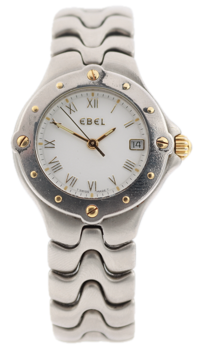 Vintage Ebel E 6087621 Sportwave Ladies Quartz Wristwatch Swiss Steel & 18k Gold