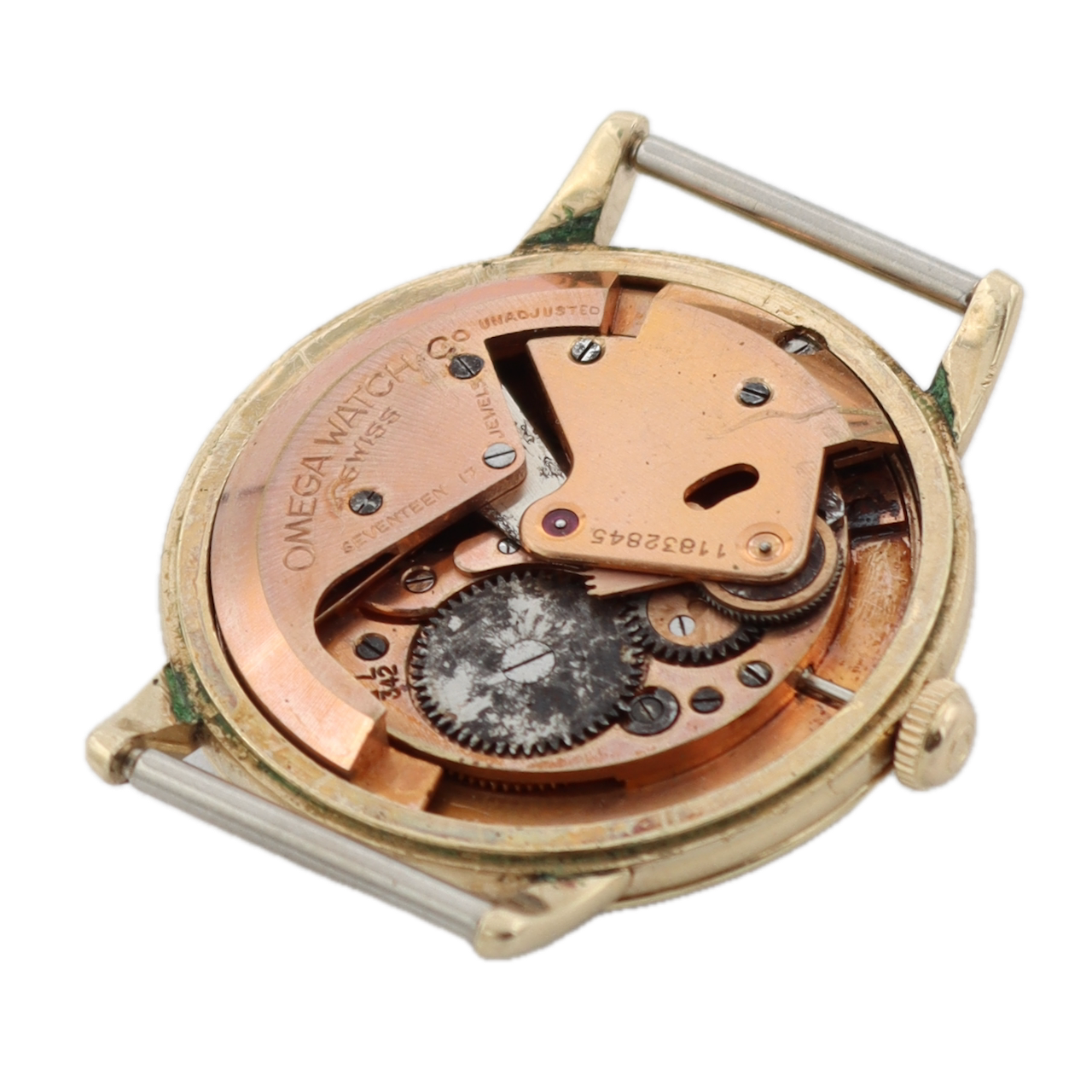 Vintage 32mm 1949 Omega 17 Jewel Men's Automatic Wristwatch 342 Swiss 14k GF