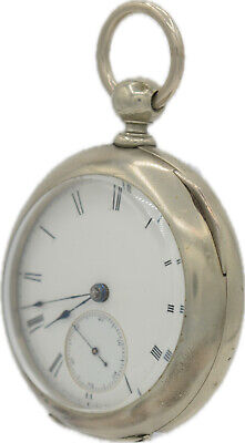 Antique 18S Hampden Congress Street 11 Jewel Key Wind Pocket Watch Silverine