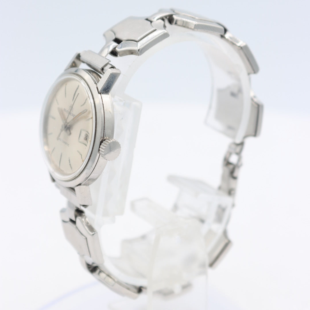 Vintage Bucherer Sunburst Date Ladies Automatic Wristwatch Swiss Steel
