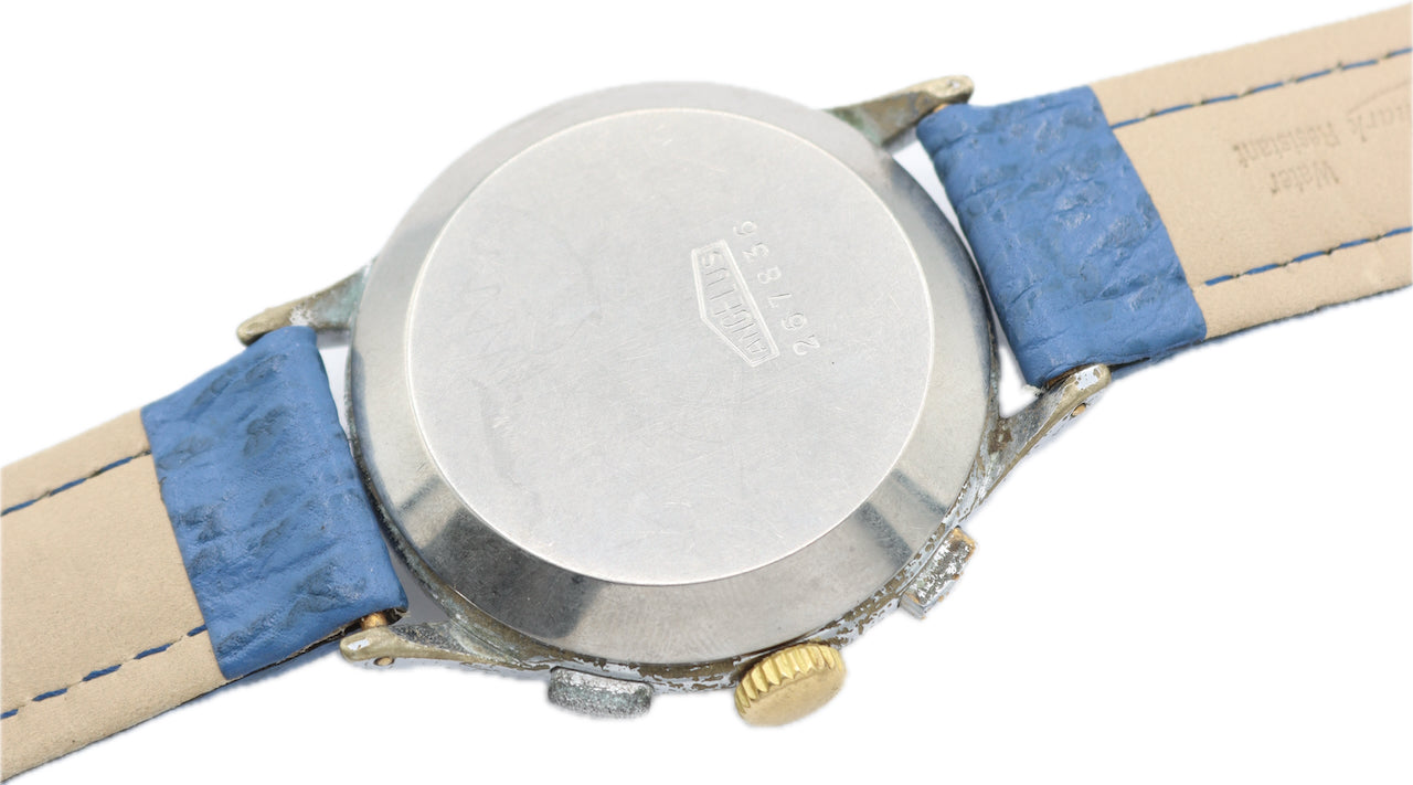 Vintage 37mm Angelus Oversized Men's Chronograph Wristwatch 215 Swiss w Patina