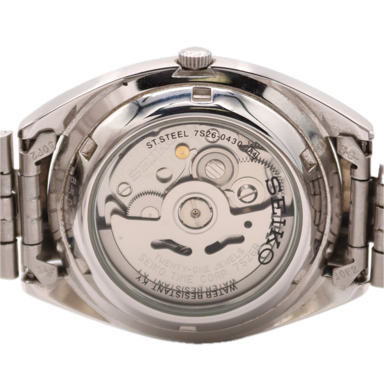 Vintage 36mm Seiko 5 Spanish Day Date Salmon Men's Automatic Wristwatch Steel