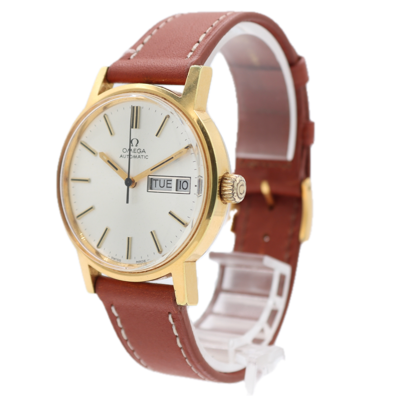 Vintage 1975 Omega 166.0117 Day Date Men's Automatic Wristwatch Gold Plated