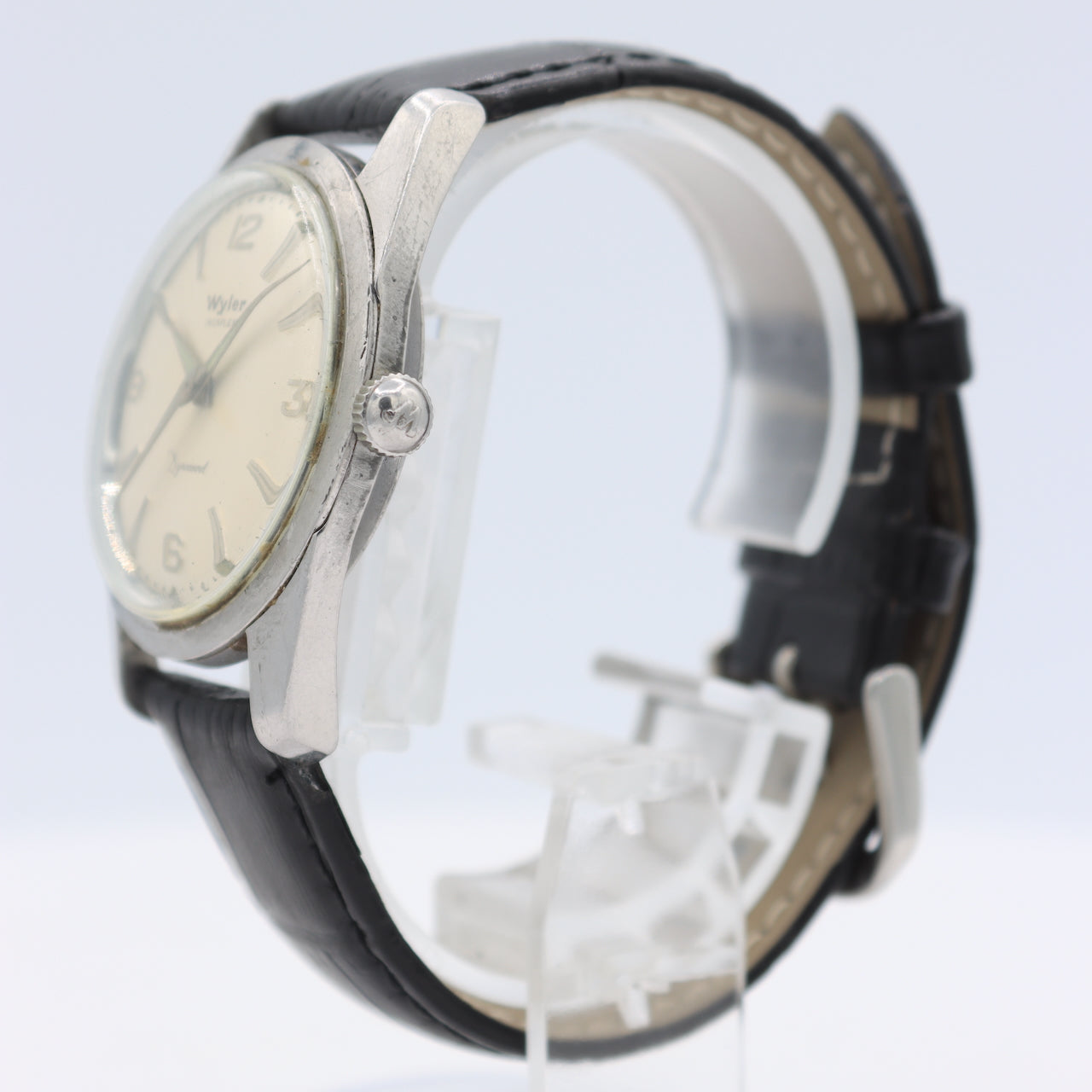 Vintage Wyler 1162 8175-5 Dress Men's Automatic Wristwatch Swiss Stainless Steel