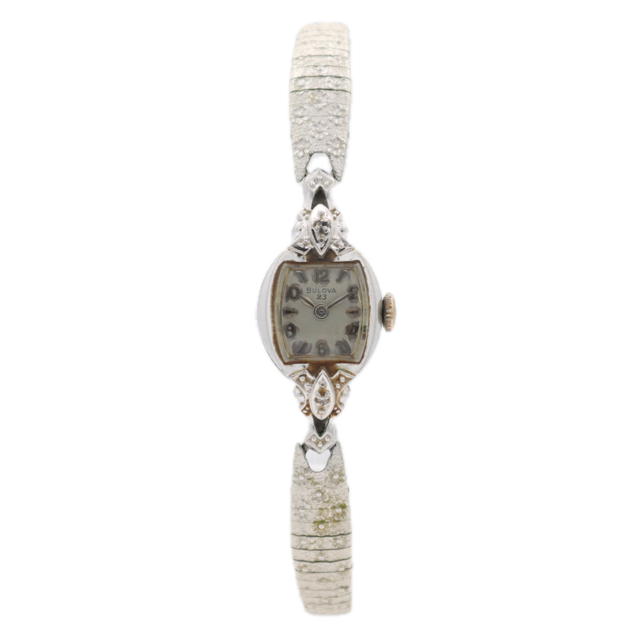 Vintage 14mm 1963 Bulova 2 Diamond Ladies Mechanical Wristwatch Swiss 10k RGP