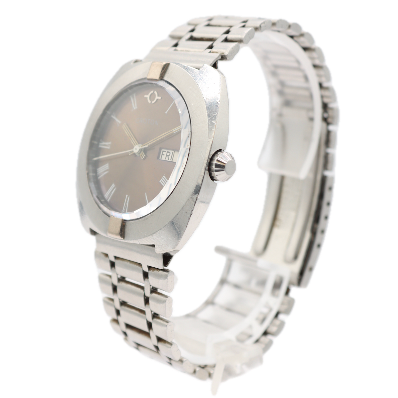 Vintage 36mm Croton Autonomic Men's Automatic Wristwatch Swiss Stainless Steel