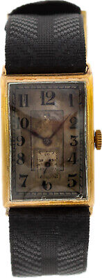 Vintage Omega Men's Mechanical Wristwatch 19.4 18k Solid Gold Tank Wire Lug wBox