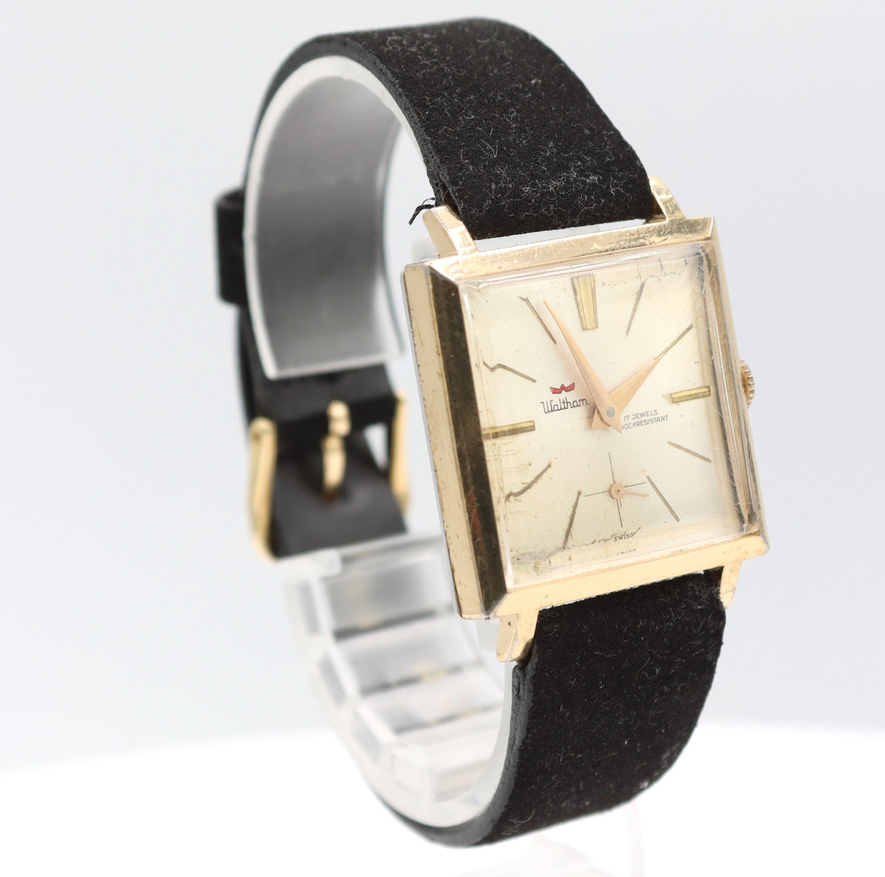 Vintage Waltham Rectangular Men's Mechanical Wristwatch 99SH Swiss Gold Tone
