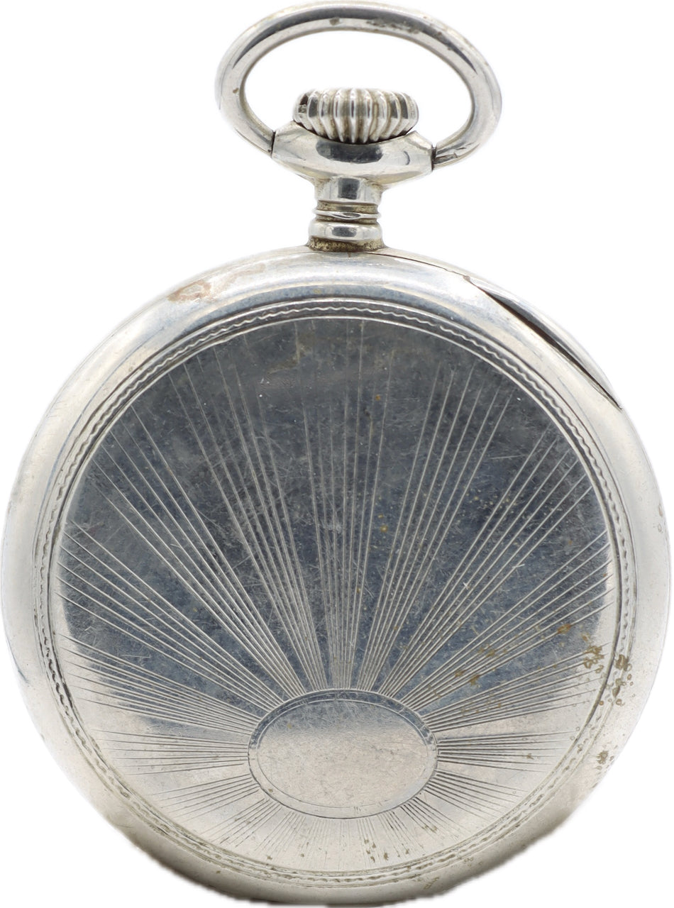 Antique 9 Size Lip Type Courant Mechanical Open Face Pocket Watch Sunburst