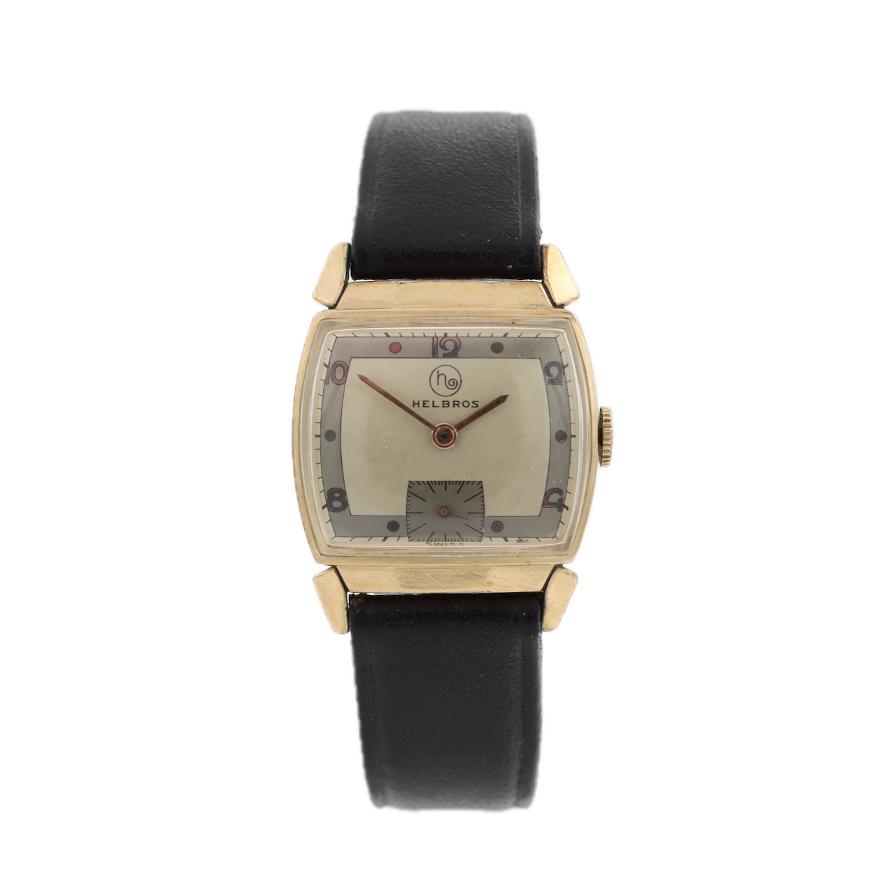 Vintage Helbros Rectangular Deco Style Men's Mechanical Wristwatch 77 Swiss