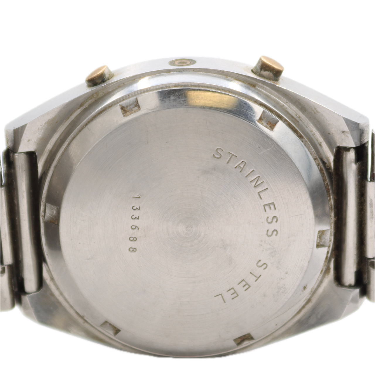 Vintage Microma Chunky Sunburst Men's Digital LCD Wristwatch Stainless Steel