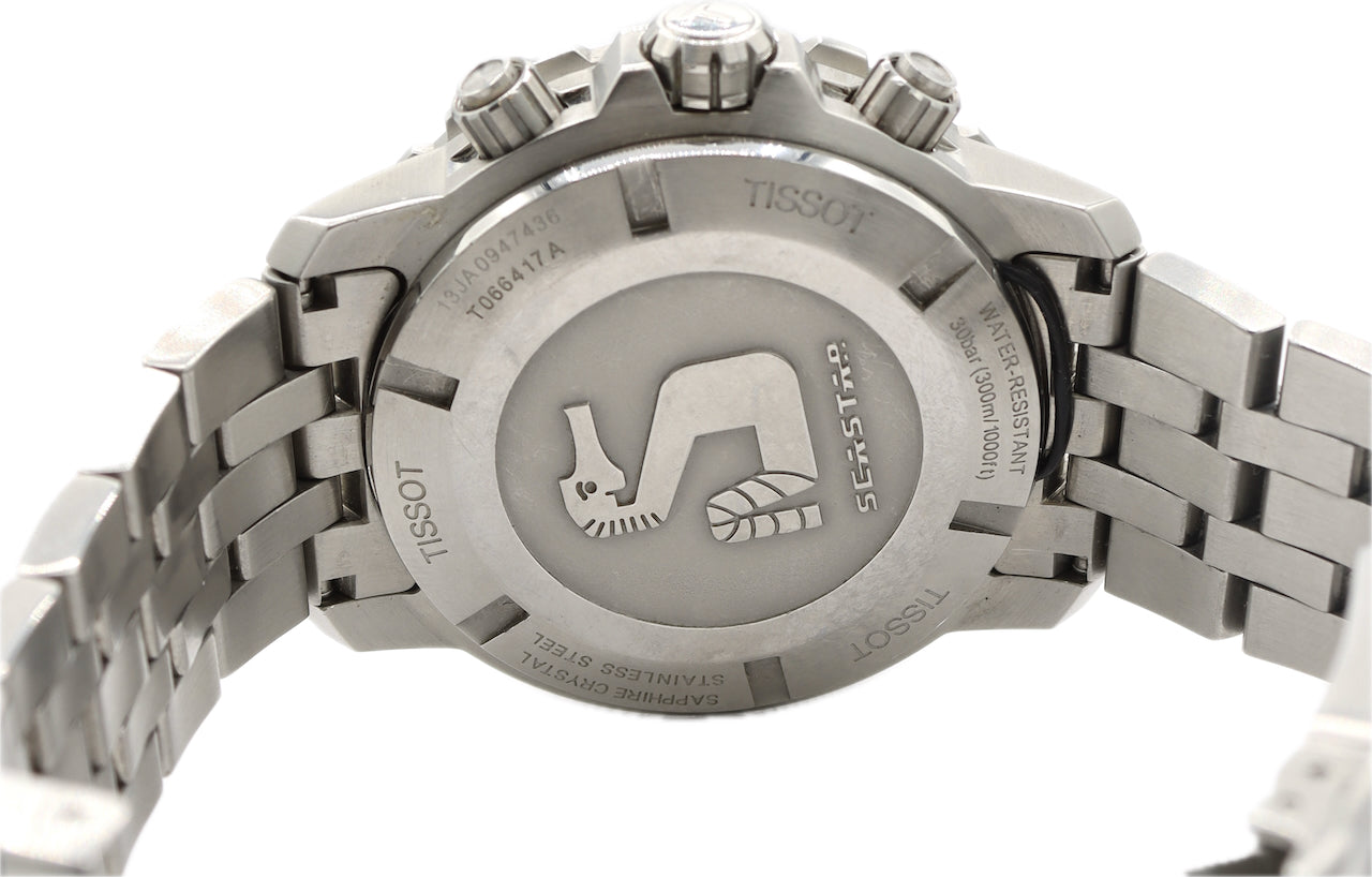 44mm Tissot Seastar Chronograph Men's Quartz Wristwatch Swiss Stainless Blue