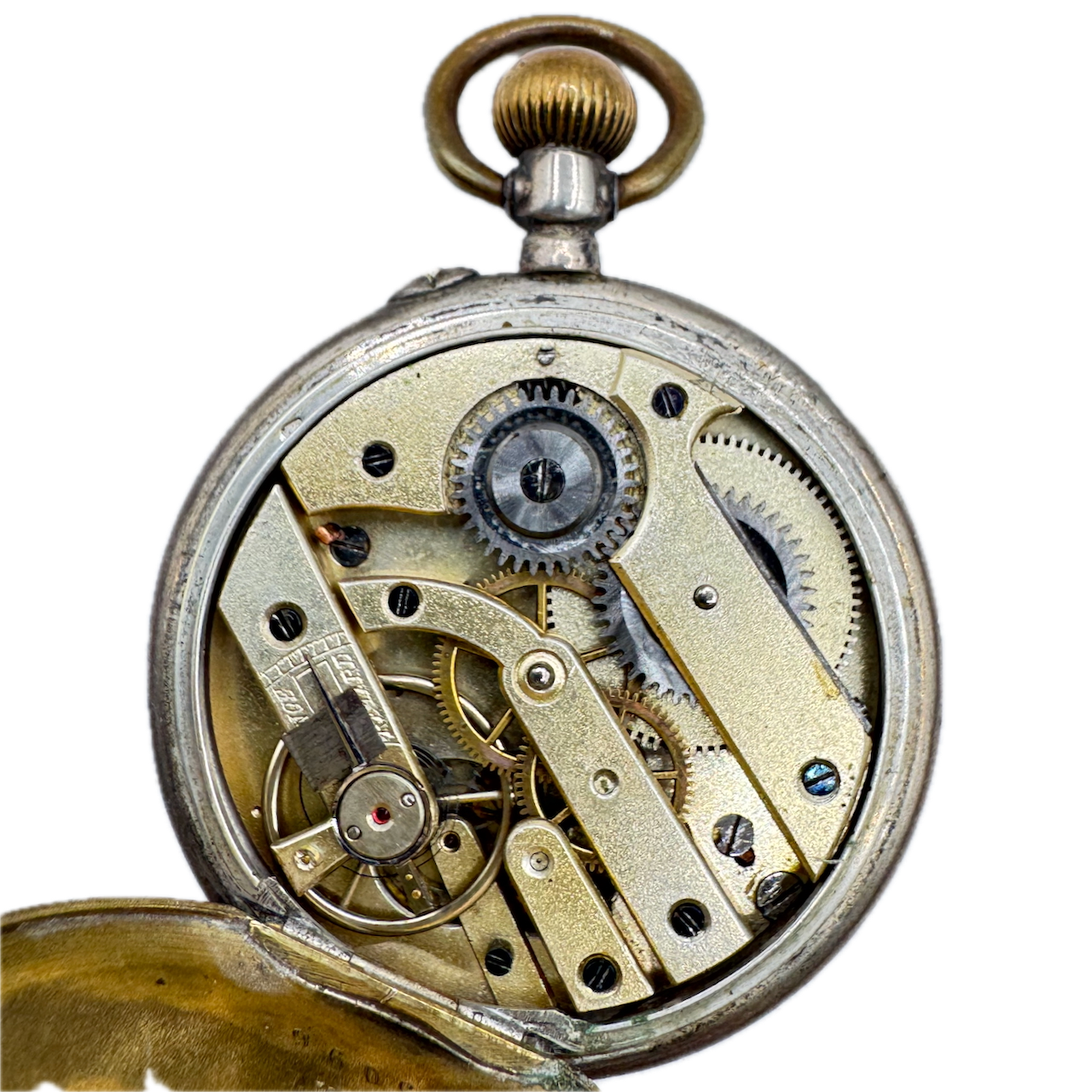 Antique Unbranded Shield 6 Jewel Mechanical Pocket Watch .800 SilverSwiss