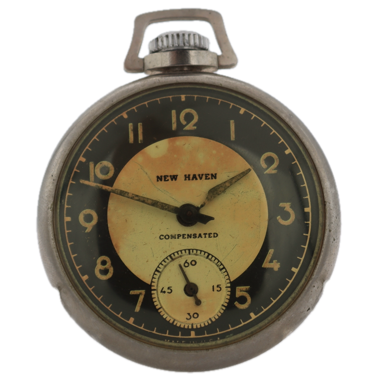 Antique 48mm New Haven Compensated Mechanical Pocket Watch Pinstriped USA