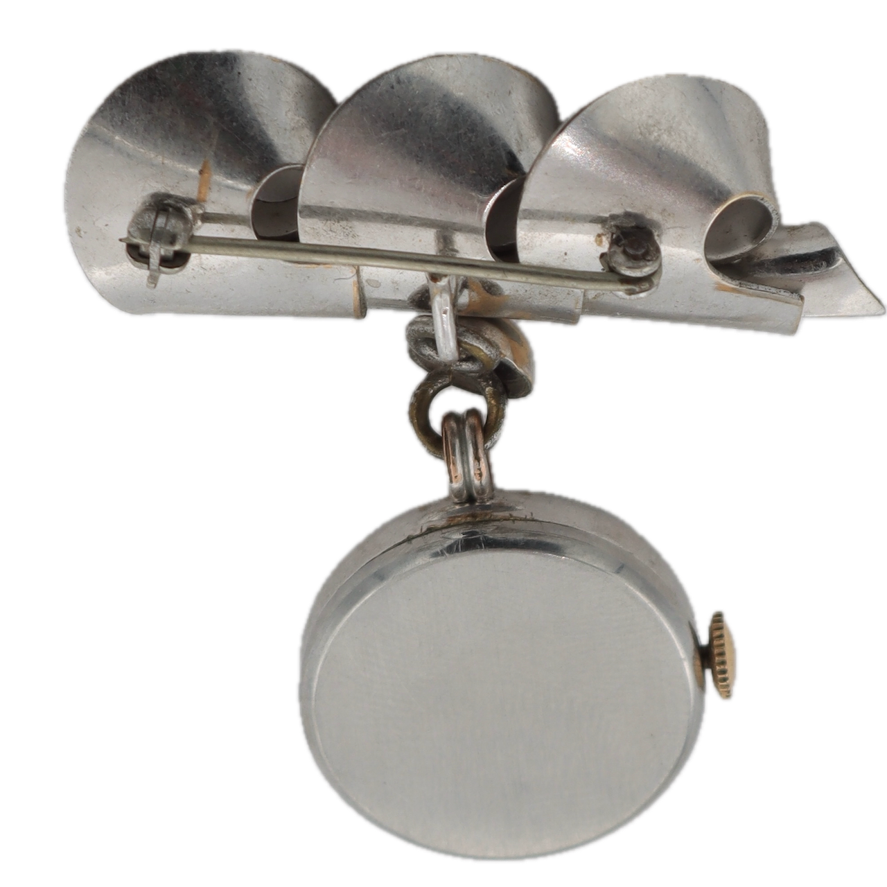 Antique 21mm Imperial Clip On Pendant Pocket Watch 1036 Steel & 10k White RGP